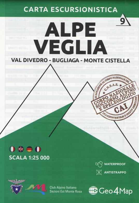 Carta escursionistica Alpe Veglia. Val Divedro, Bugliaga, Monte Cistella 1:25.000 - copertina