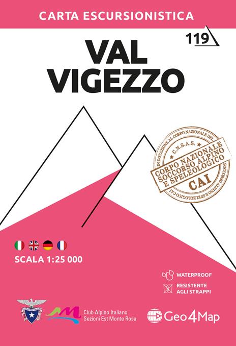 119 Val Vigezzo. Carta escursionistica 1:25.000. Vol. 19 - copertina