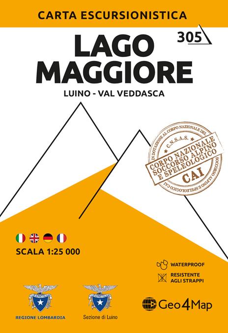 305. Lago Maggiore, Luino, Val Veddasca. Carta escursionistica 1:25.000 - copertina
