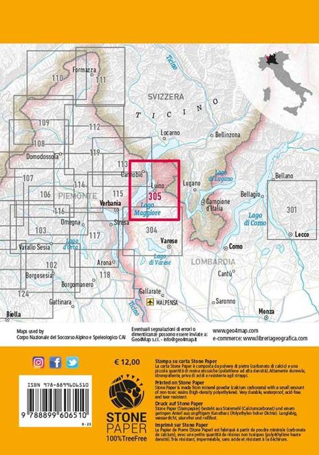 305. Lago Maggiore, Luino, Val Veddasca. Carta escursionistica 1:25.000 - 4