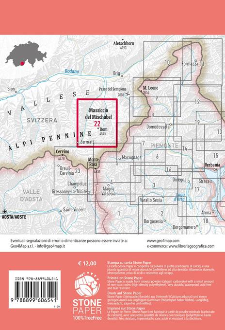 22 carta escursionistica Alpi del Mischabel (Saas Fee Grächen). Carta escursionistica 1:25.000. Ediz. multilingue - 4