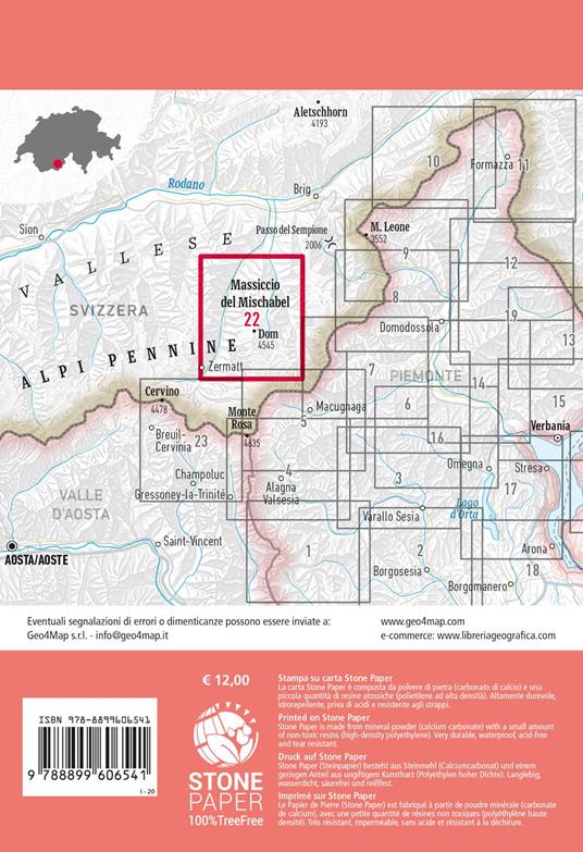 22 carta escursionistica Alpi del Mischabel (Saas Fee Grächen). Carta escursionistica 1:25.000. Ediz. multilingue - 4