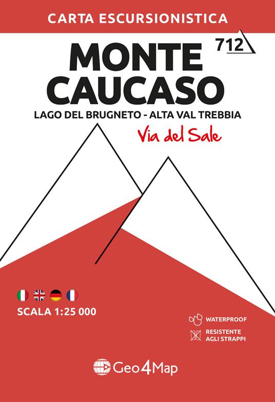 Monte Caucaso. Lago del Brugneto, Alta Val Trebbia. Carta escursionistica 1:25.000 - copertina