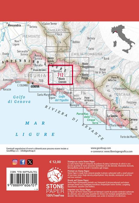 712 Monte Caucaso. Lago del Brugneto-Alta Val Trebbia (Via del Sale). Carta escursionistica 1:25.000. Ediz. multilingue - 4