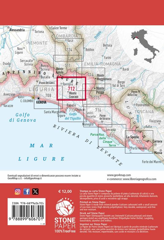 712 Monte Caucaso. Lago del Brugneto-Alta Val Trebbia (Via del Sale). Carta escursionistica 1:25.000. Ediz. multilingue - 4