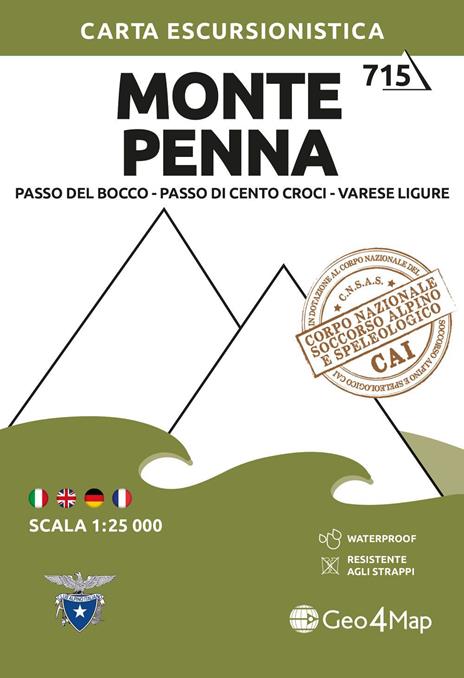 715 Monte Penna. Passo del Bocco, Passo di Cento Croci, Varese Ligure 1:25.000 - copertina