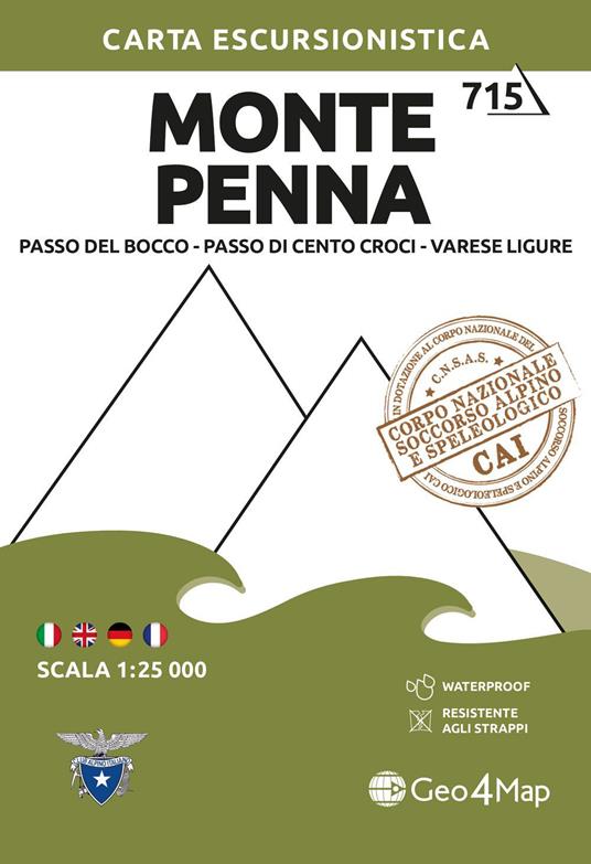 Monte Penna. Passo del Bocco, Passo di Cento Croci, Varese Ligure 1:25.000 - copertina