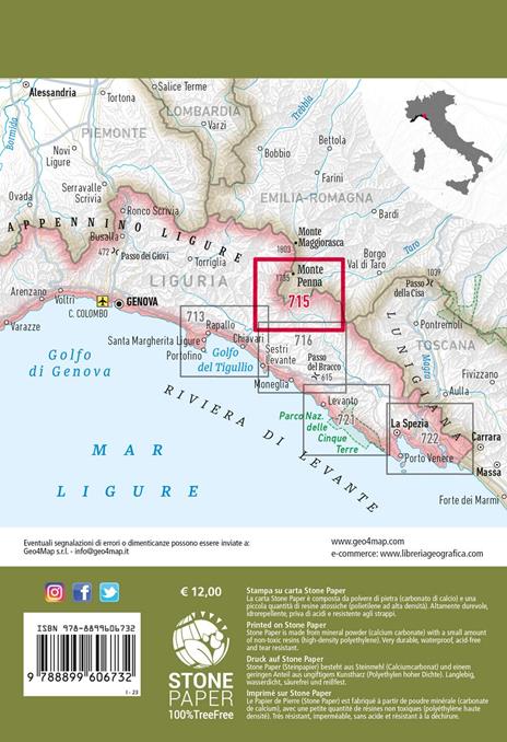 715 Monte Penna. Passo del Bocco, Passo di Cento Croci, Varese Ligure 1:25.000 - 4