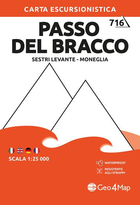 716 Passo del Bracco - Sestri Levante - Moneglia. Carta escursionistica 1:25.000. Ediz. multilingue - copertina