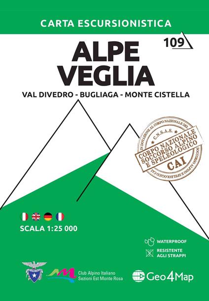 Alpe Veglia, Val Divedro, Bugliaga e Monte Cistella. Carta escursionistica 1:25.000 - copertina