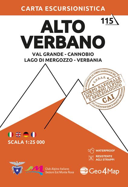 Alto Verbano. Val Grande, Cannobio, Lago di Mergozzo, Verbania Carta escursionistica 1:25.000 - copertina