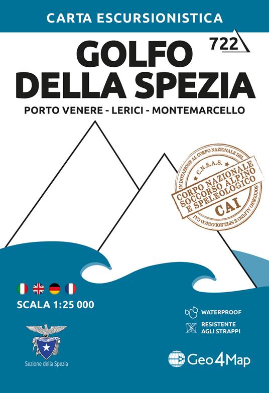 722 Golfo della Spezia: Porto Venere, Lerici, Montemarcello. Carta escursionistica 1:25.000 - copertina
