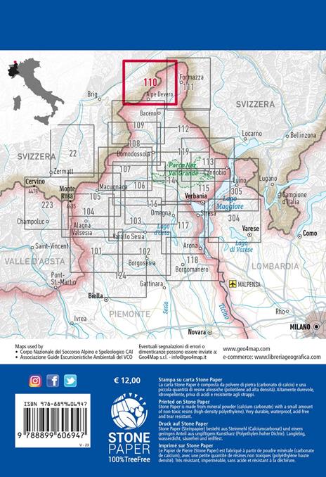 110 Alpe Devero. Val Formazza, Binntal, Valle del Goms. Carta escursionistica 1:25.000 - 4