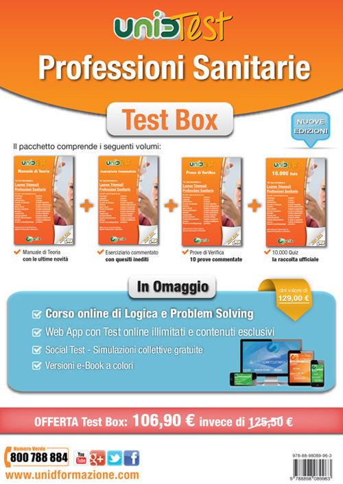 Test box professioni sanitarie: Manuale di teoria-Eserciziario commentato-Prove di verifica-10.000 quiz. Con aggiornamento online. Con app. Con e-book. Con software di simulazione - copertina