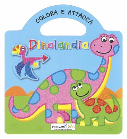 Dinolandia. Azzurro. Colora e attacca. Ediz. illustrata. Con Adesivi. Vol. 1 - copertina