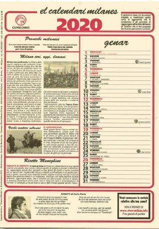 El calendari milanes 2020. Grande A3 - copertina