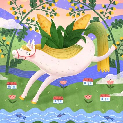 Autumn is riding on a horseback