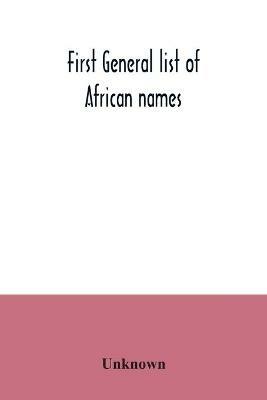 First general list of African names - cover