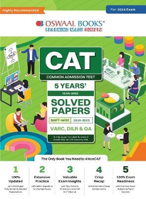 Oswaal CAT 5 Years Solved Papers (VARC, DILR & QA) Year-wise & Shift-wise (2019 - 2023) for 2024 Exam - Oswaal Editorial Board - cover