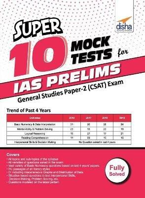 Super 10 Mock Tests for IAS Prelims General Studies Paper 2 (Csat) Exam - Disha Experts - cover
