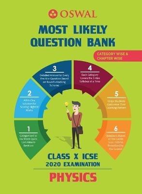 Most Likely Question Bank for Physics: Icse Class 10 for 2020 Examination - Oswal Publishers - cover