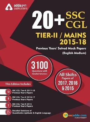 20+ SSC CGL Tier II 2015-18 Previous Year's Paper Book (English Printed Medium) - Adda247 - cover