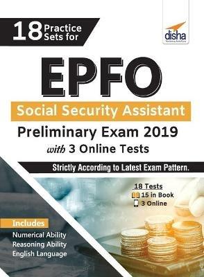 18 Practice Sets for EPFO Social Security Assistant Preliminary Exam 2019 with 3 Online Tests - Disha Experts - cover
