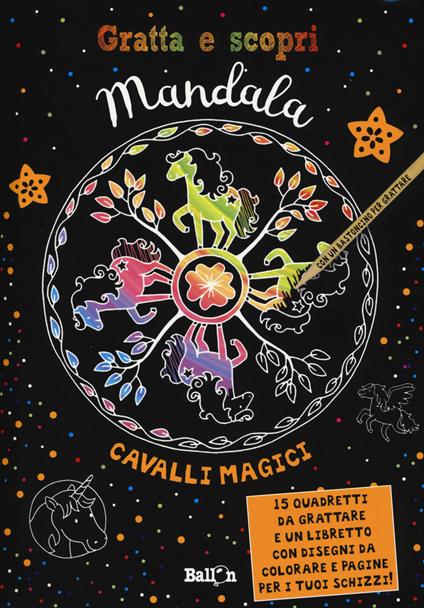 Cavalli magici. Mandala gratta e scopri. Ediz. illustrata. Con gadget. Con 15 Carte - copertina