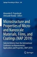 Microstructure and Properties of Micro- and Nanoscale Materials, Films, and Coatings (NAP 2019): Selected Articles from the International Conference on Nanomaterials: Applications and Properties, (NAP 2019)