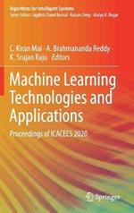 Machine Learning Technologies and Applications: Proceedings of ICACECS 2020