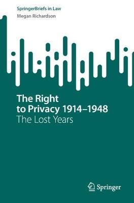 The Right to Privacy 1914–1948: The Lost Years - Megan Richardson - cover