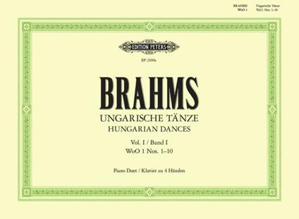  Hungarian Dances vol.1. Danze Ungheresi. pianoforte 4 mani -  Johannes Brahms - copertina