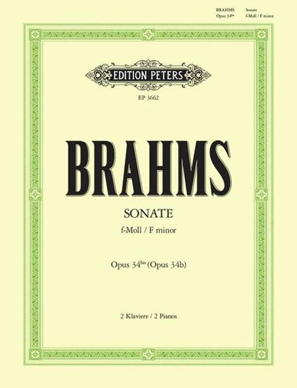  Sonata in F minor Op.34b. 2 pianos. fa minore op. 34bis -  Johannes Brahms - copertina