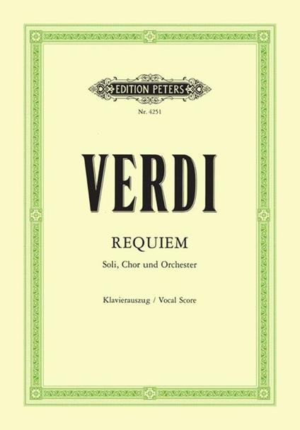  Requiem (Vocal Score) soli, chor & orchester -  Giuseppe Verdi - copertina