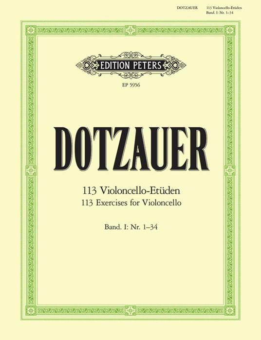  Etudes(113) 1. spartiti per violoncello. ED PETERS -  Friedrich Dotzauer - copertina