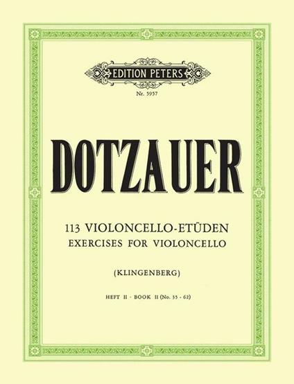  Etudes(113) 2. spartiti per violoncello. ED PETERS -  Friedrich Dotzauer - copertina