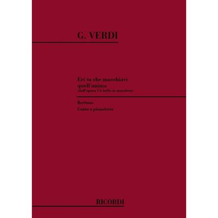 Un Ballo in Maschera: - Giuseppe Verdi - Vocal and Piano -  Giuseppe Verdi - copertina