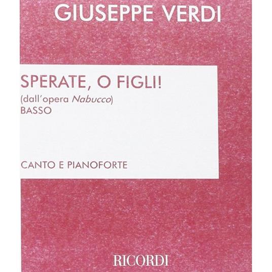  Nabucco: Sperate O Figli! - Giuseppe Verdi - Vocal and Piano -  Giuseppe Verdi - copertina