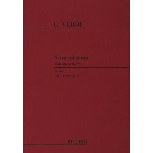 Otello: Niun Mi Tema - Giuseppe Verdi - Vocal and Piano - Tenore e Pianoforte -  Giuseppe Verdi - copertina