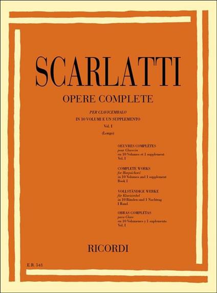  Opere Complete per Clavicembalo vol. I. Harpsichord -  Domenico Scarlatti - copertina