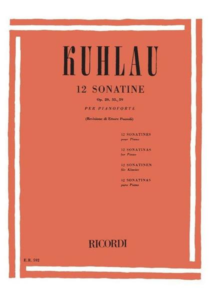  12 Sonatine Op. 20, 55, 59. Pianoforte (Pozzoli) -  Friedrich Kuhlau - copertina