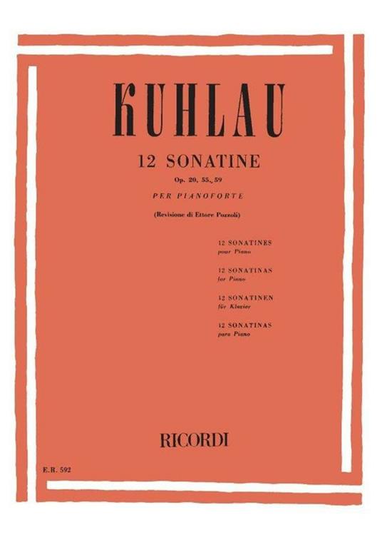  12 Sonatine Op. 20, 55, 59. Pianoforte (Pozzoli) -  Friedrich Kuhlau - copertina