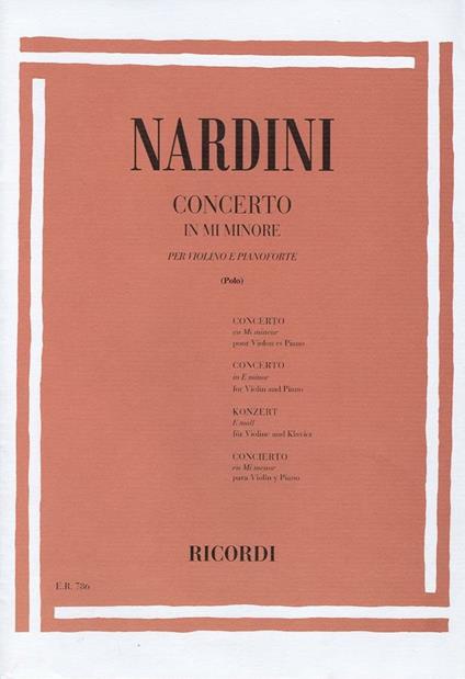  Concerto per Violino in Mi Min. Violino e pianoforte -  Pietro Nardini - copertina