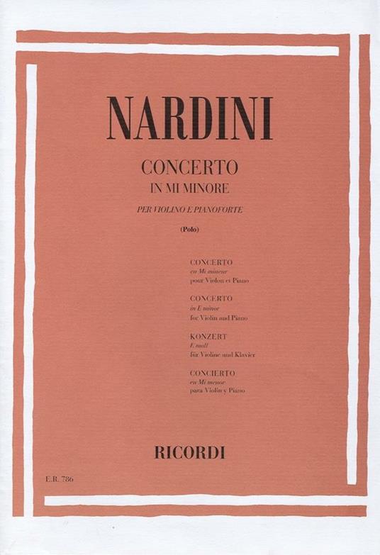  Concerto per Violino in Mi Min. Violino e pianoforte -  Pietro Nardini - copertina