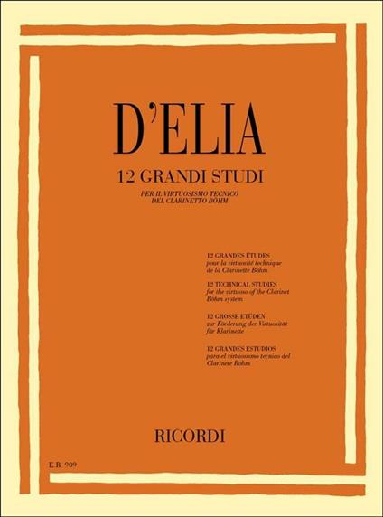  12 Grandi Studi. per Clarinetto -  Antonio D'Elia - copertina