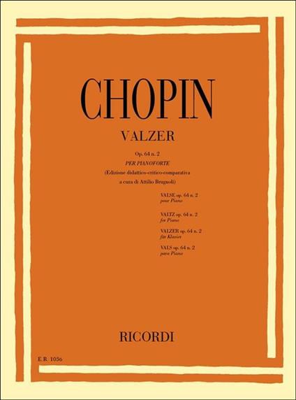  19 Valzer: N. 7 in Do Diesis Min. Op. 64 N. 2. Pianoforte -  Fryderyk Franciszek Chopin - copertina