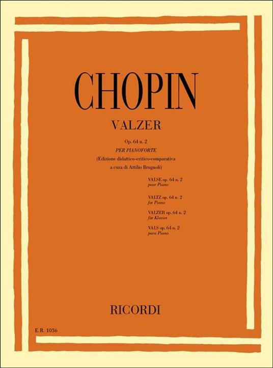  19 Valzer: N. 7 in Do Diesis Min. Op. 64 N. 2. Pianoforte -  Fryderyk Franciszek Chopin - copertina