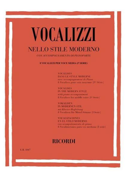  Vocalizzi Nello Stile Moderno. I Serie. Volume 2: 8 Vocalizzi per Voce Media - copertina