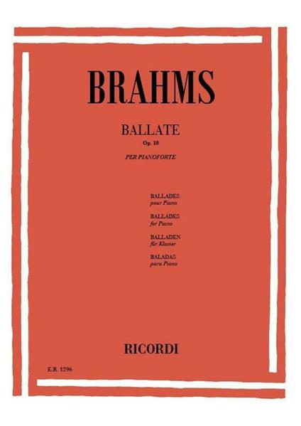  4 Ballate Op. 10. Pianoforte -  Johannes Brahms - copertina