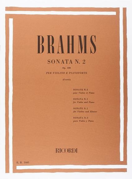  Sonata per Violino e Pianoforte N.2 in La Op.100 -  Johannes Brahms - copertina